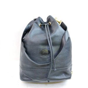 Long Champ Shoulder Bag Black Leather 1009717